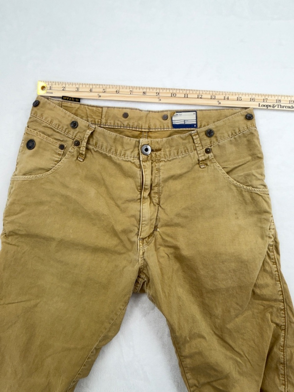 Men’s G-Star Raw Arc 3D Loose Tapered Braces COJ Jeans Size 33 Tall Chino Khaki - Picture 3 of 7